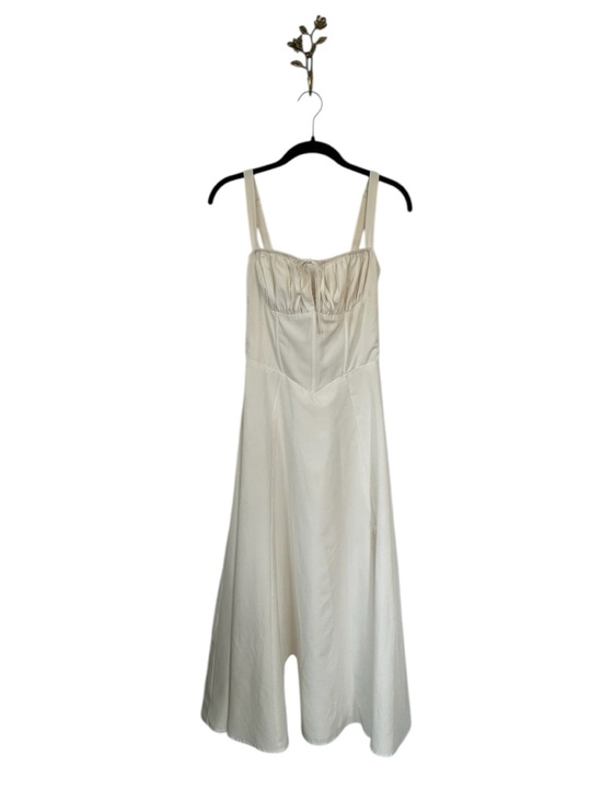 Cream Corset Midi Dress Basque Waist Coastal Cowgirl Milkmaid Cottage - Picture 2 of 8